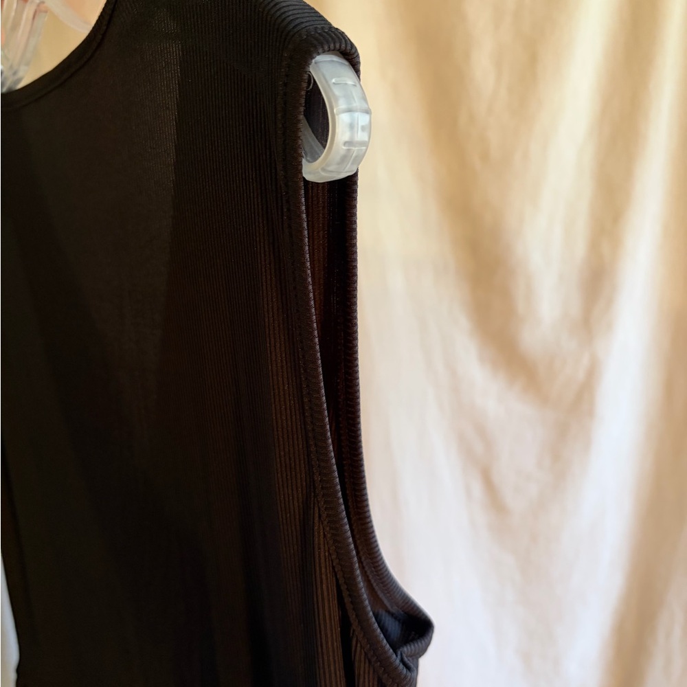 Sonoma Black Ribbed Wide Leg Jumpsuit Romper V Neck Sleeveless Sz XXL EUC Comfy - Picture 4 of 10
